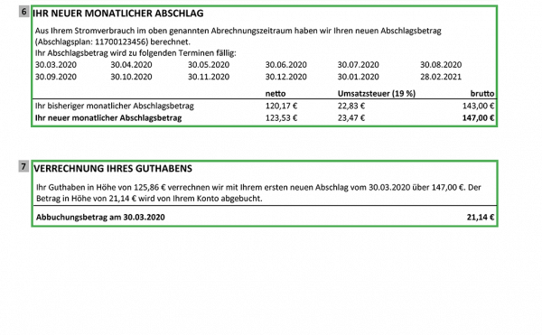 Monatlicher Abschlag und Verrechnung Ihres Guthabens